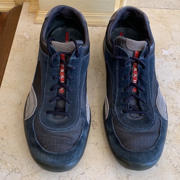 Prada suede sneakers. Sz 11. Blue/grey side w/dark grey mesh.Worn once inside !! - Picture 6 of 12